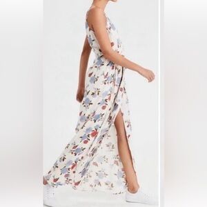 American Eagle Outfitters Cream Floral Maxi Dress with Blue and Red Flowers